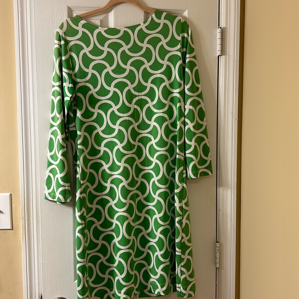 EUC Melly M dress.  Color is bright green/ white.  Wear it to the office/church